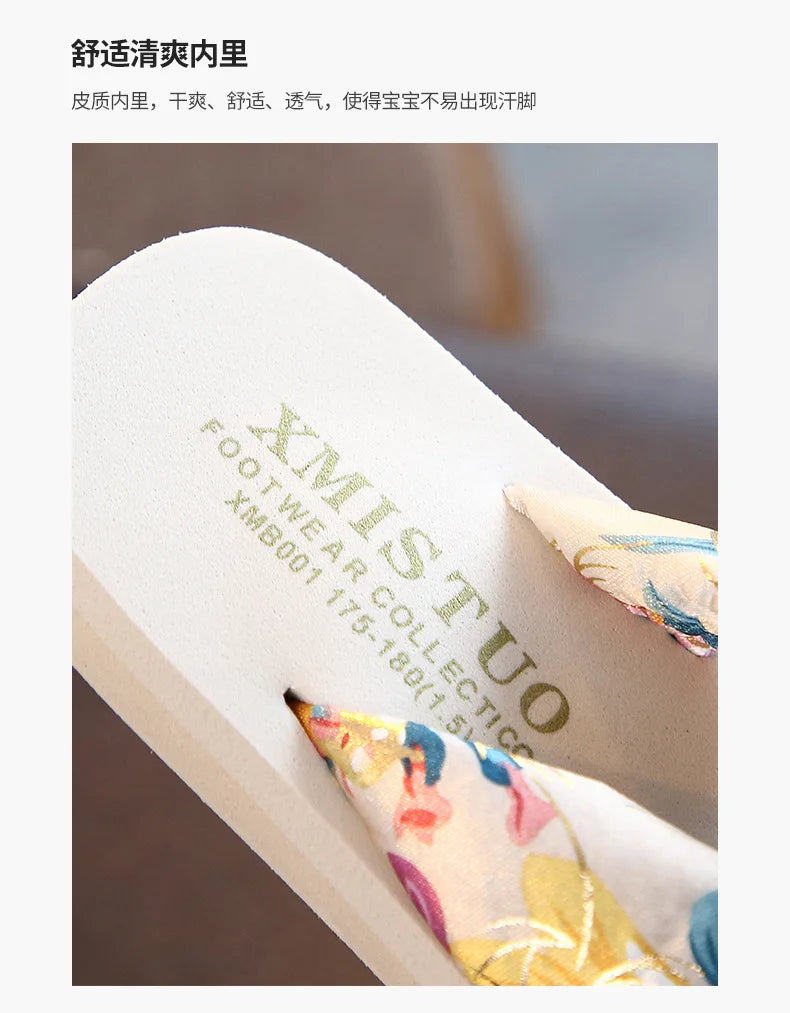 Floral Beach Sandals Wedge Platform Thongs Slippers Flip Flops suummer shose for women girls