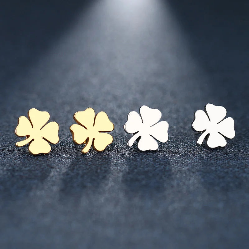 DOTIFI Stainless Steel Stud Earring For Women Man Clover Gold Color Lover's Engagement Jewelry Drop Shipping