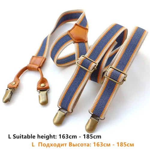 Vintage Men's suspenders New 4 Clip Suspenders man for Pants Casual mens Trouser Suspenders Fashion Adjustable Women's Braces