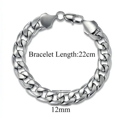 Men's 316L Stainless Steel Male Bracelet Wholesale Gold Silver Color Braclet Chunky Cuban Chain Link Bracelet For Man Jewelry
