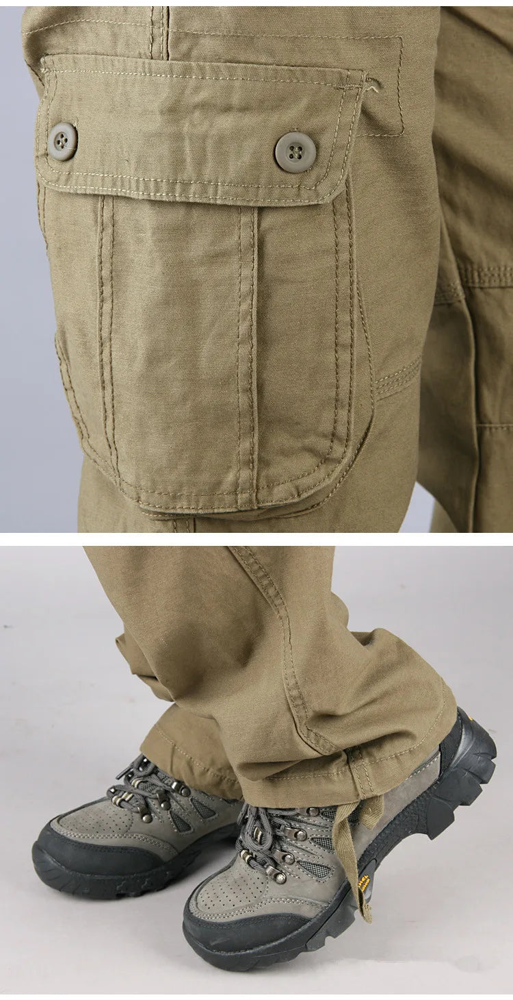 Cotton Men's Cargo Pants Casual Multi Pockets Tactical Work Pants Men Outerwear Straight Slacks Long Trousers For Men Clothing