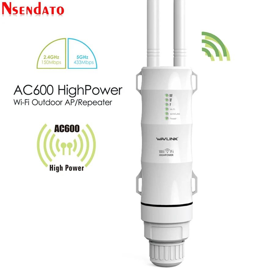 2.4G/5G Dual Band Outdoor Wifi Router Amplifier AC600 High Power Wireless AP Repeater Waterproof Wifi Extender with AP WISP