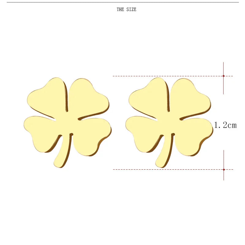 DOTIFI Stainless Steel Stud Earring For Women Man Clover Gold Color Lover's Engagement Jewelry Drop Shipping