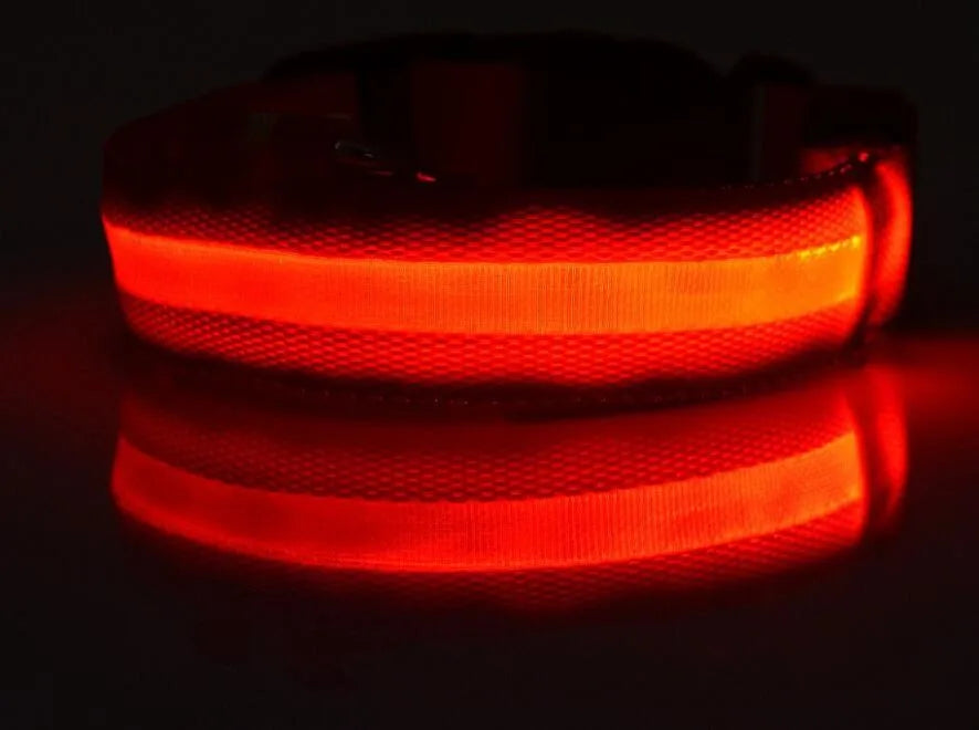 YUDODO Nylon LED Pet Dog Collars for animals Night Safety Flashing Glow Dog Leash Dogs Luminous Fluorescent Collars Pet Supplies