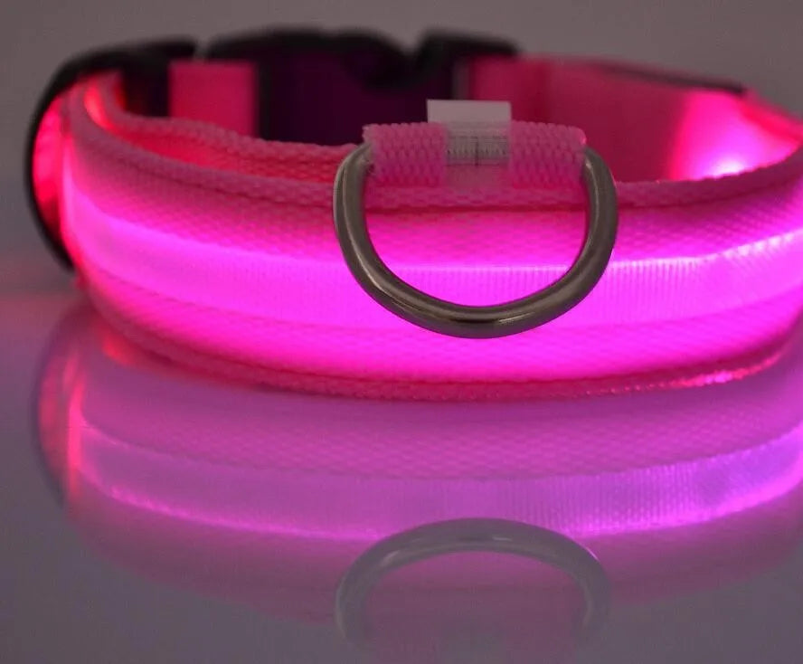 YUDODO Nylon LED Pet Dog Collars for animals Night Safety Flashing Glow Dog Leash Dogs Luminous Fluorescent Collars Pet Supplies