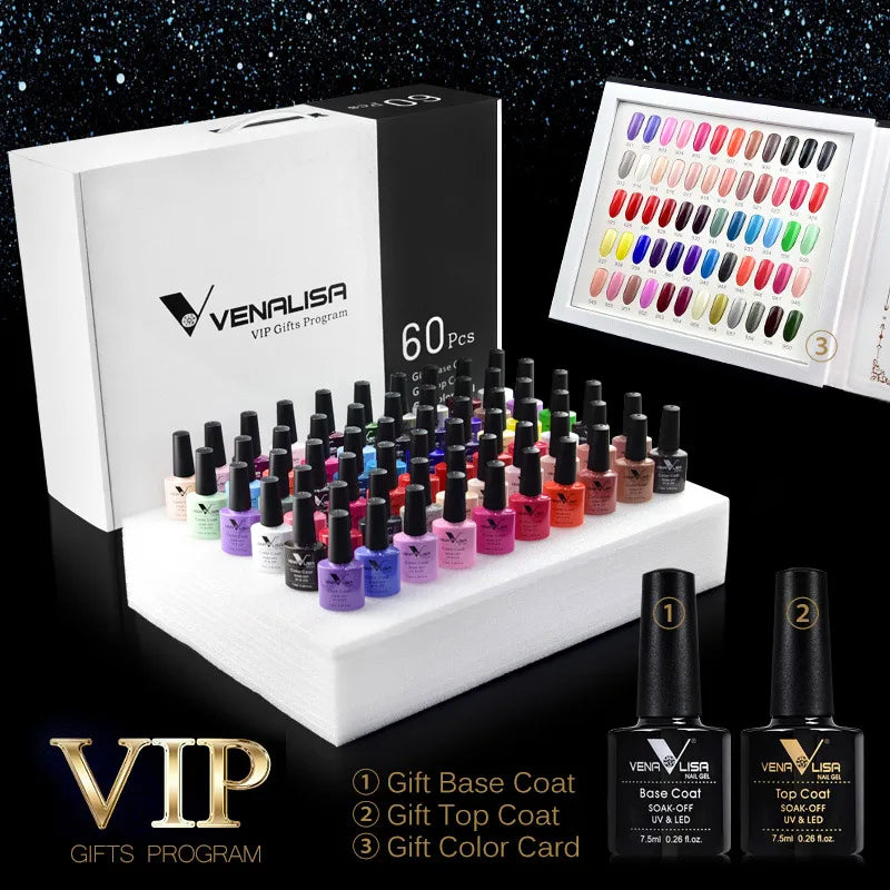 Venalisa Tempered No Wipe Top Coat Base Gel Top Coat Matte Top Nail Gel 7.5ML All Nails Base&Top Gel neon color nail polish gel