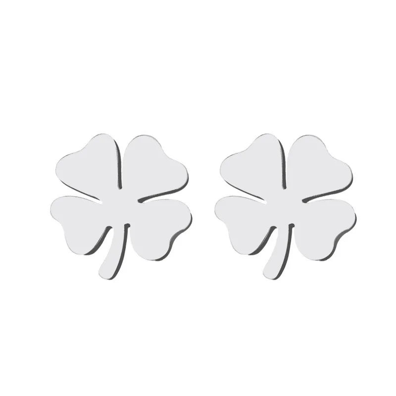 DOTIFI Stainless Steel Stud Earring For Women Man Clover Gold Color Lover's Engagement Jewelry Drop Shipping