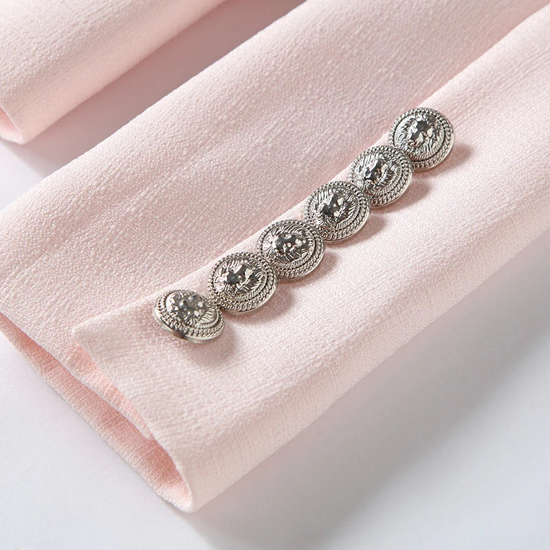 HIGH QUALITY New Fashion 2025 Baroque Designer Blazer Jacket Women's Silver Lion Buttons Double Breasted Blazer Outerwear