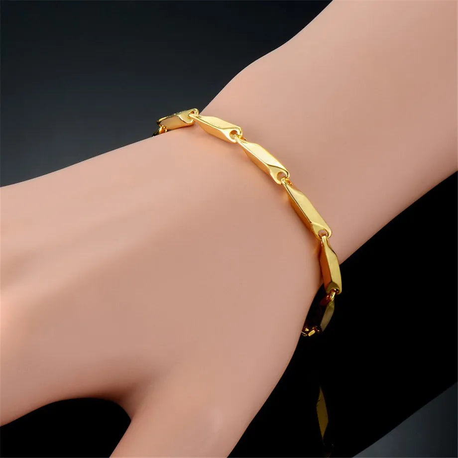 Men's 316L Stainless Steel Male Bracelet Wholesale Gold Silver Color Braclet Chunky Cuban Chain Link Bracelet For Man Jewelry