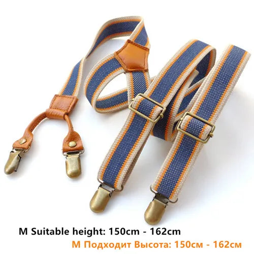 Vintage Men's suspenders New 4 Clip Suspenders man for Pants Casual mens Trouser Suspenders Fashion Adjustable Women's Braces