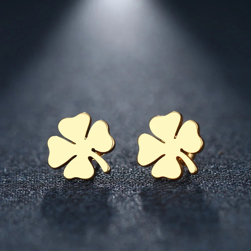 DOTIFI Stainless Steel Stud Earring For Women Man Clover Gold Color Lover's Engagement Jewelry Drop Shipping