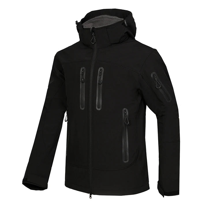 Custom Print New Softshell Jacket Men Waterproof Fleece Thermal Outdoor Hooded Hiking Coat Ski Trekking Camping Hoodie Clothing