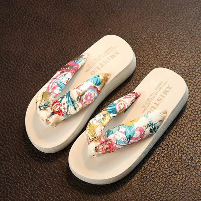Floral Beach Sandals Wedge Platform Thongs Slippers Flip Flops suummer shose for women girls
