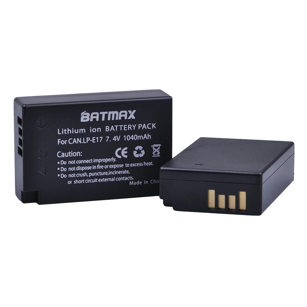 Batmax 1040mAh LP-E17 LP E17 Camera Battery + LCD Dual USB Charger for Canon EOS M3 M5 M6 750D 760D T6i T6s 800D 8000D Kiss X8i