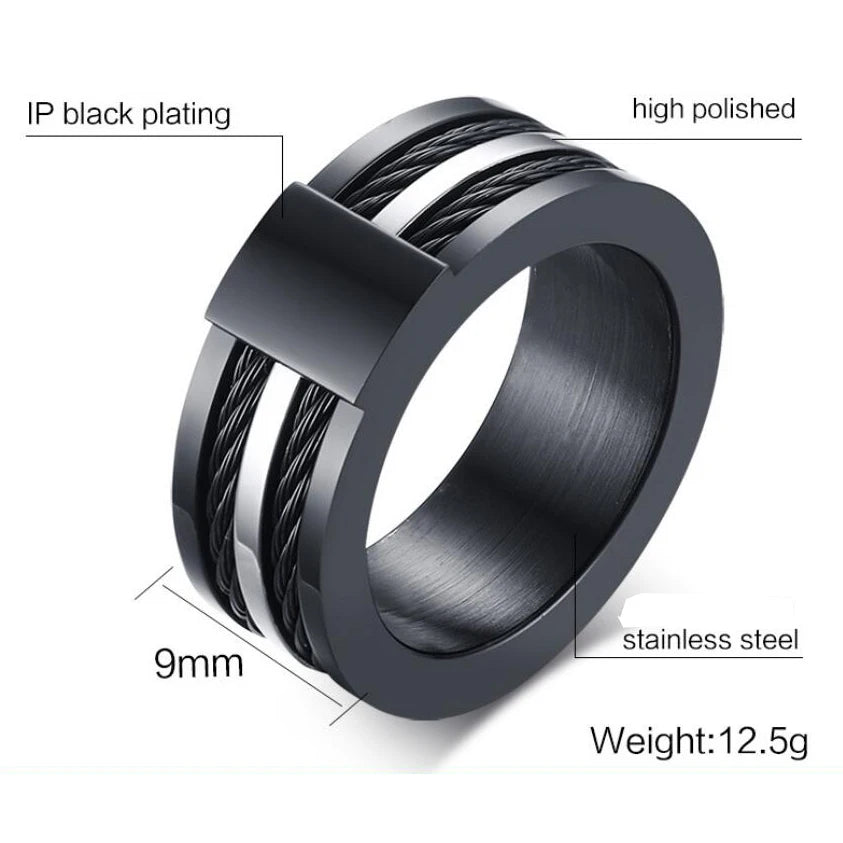 Black Male Unique Ring Wedding Band Tungsten Carbide Ring 12.5mm Man Anniversary Jewelry Size 9# 10# 11# 12#