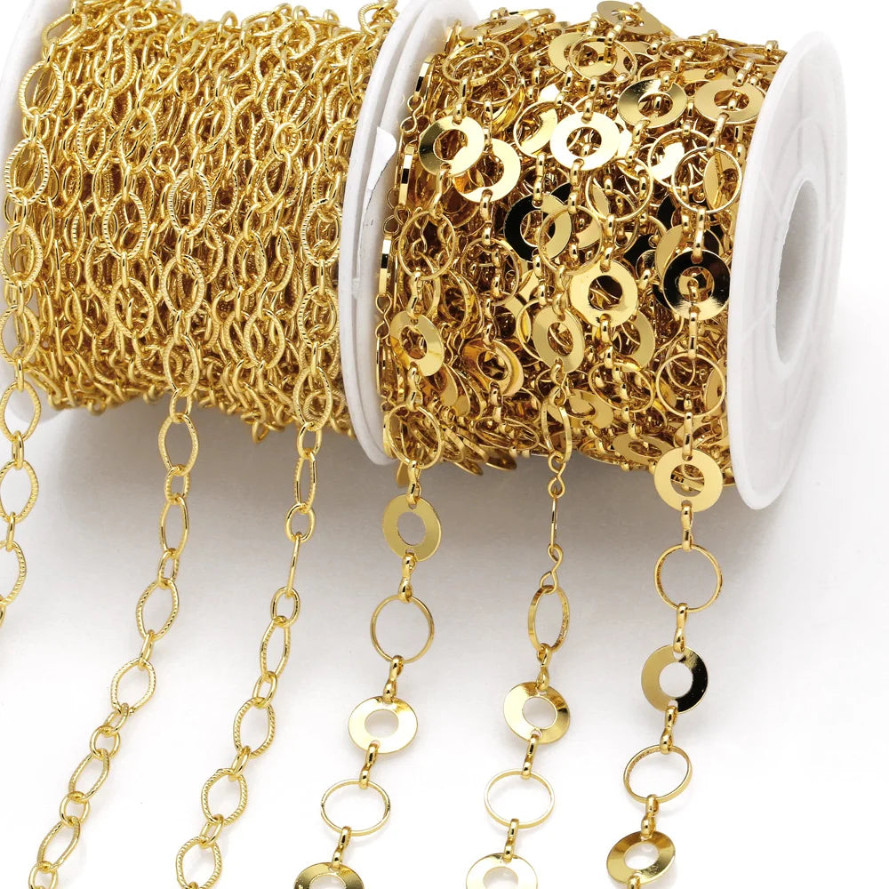 ASJEWELRY 10Meter/Roll Gold Plated Rolo Chains Brass Jewelry Handmade DIY Necklace Bracelet Chains Bulk Wholesale 2405 Cana227