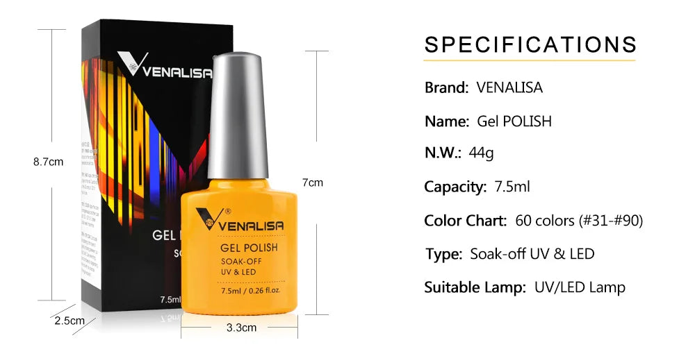 Venalisa Tempered No Wipe Top Coat Base Gel Top Coat Matte Top Nail Gel 7.5ML All Nails Base&Top Gel neon color nail polish gel