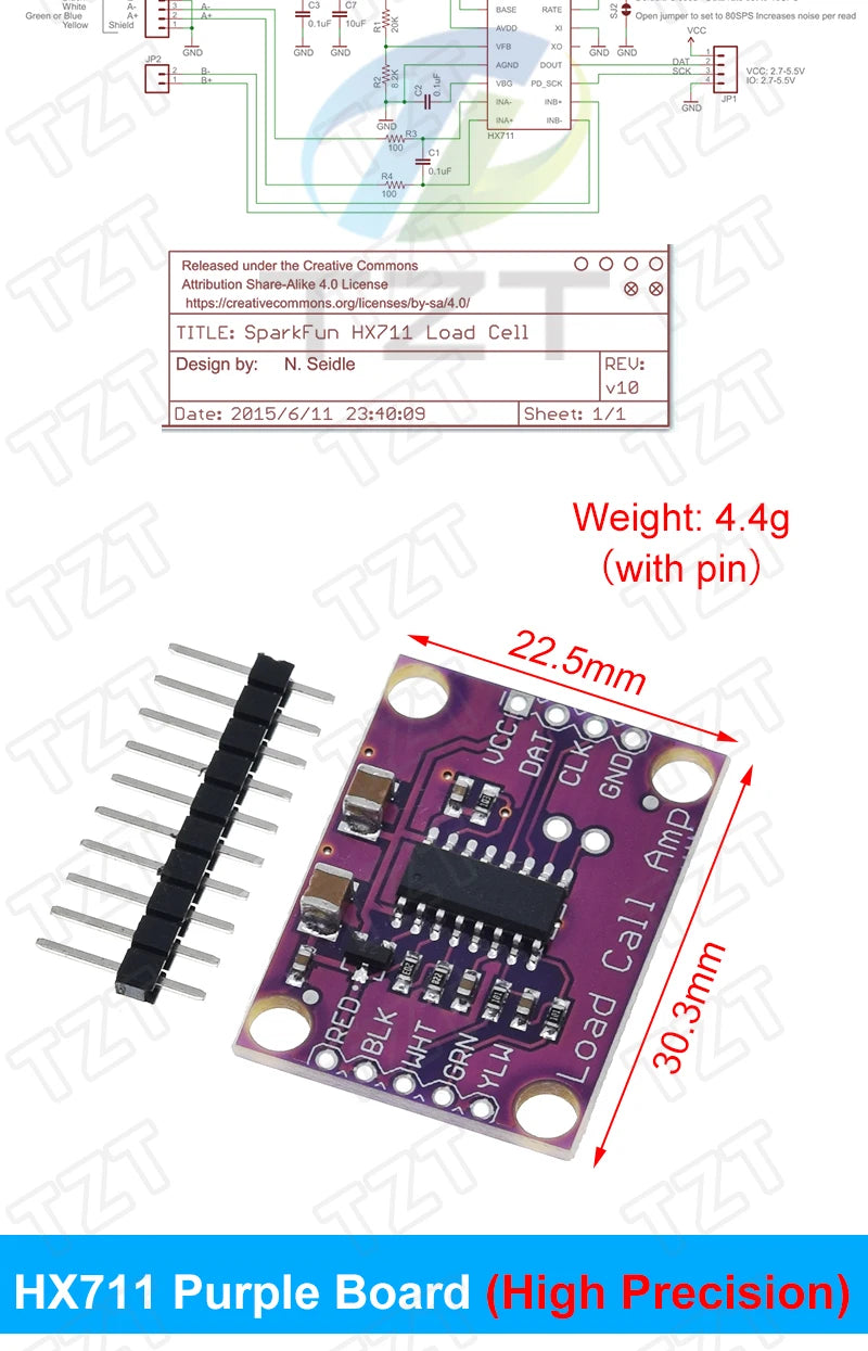 TZT Load Cell 1KG 5KG 10KG 20KG HX711 AD Module Weight Sensor Electronic Scale Aluminum Alloy Weighing Pressure Sensor