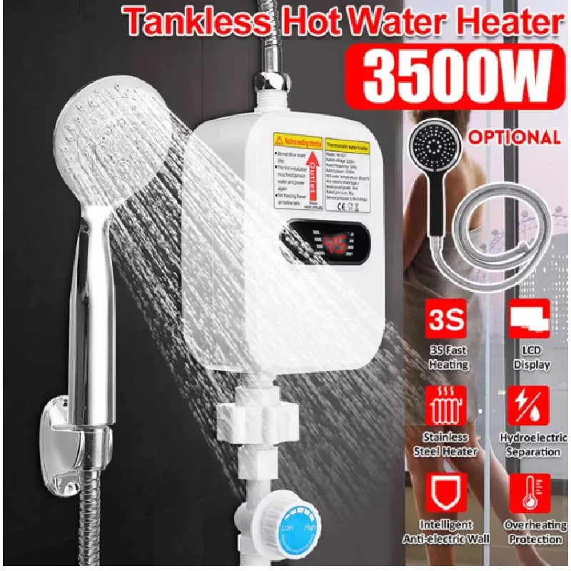3500W home appliance Faucet Shower Instant Water-Heater Electric Tap Heating Instant Hot Water for Kitchen and Bathroom