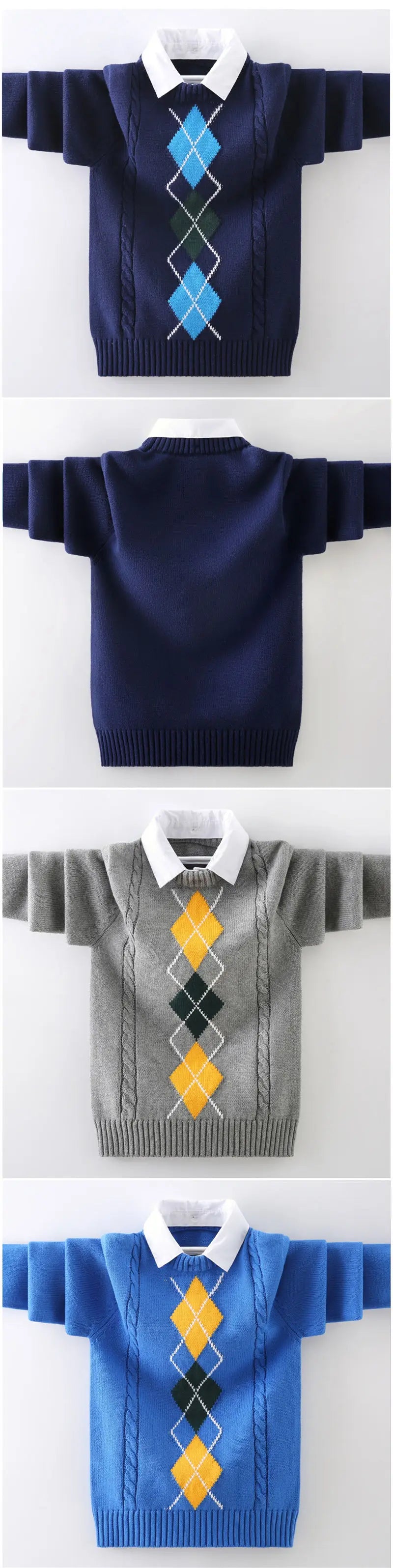 Kids Boys Sweater 2024 Autumn Winter Knitted Cotton Toddler Clothing Children Cardigan Sweater For Age 5-15 Years Outerwear Coat