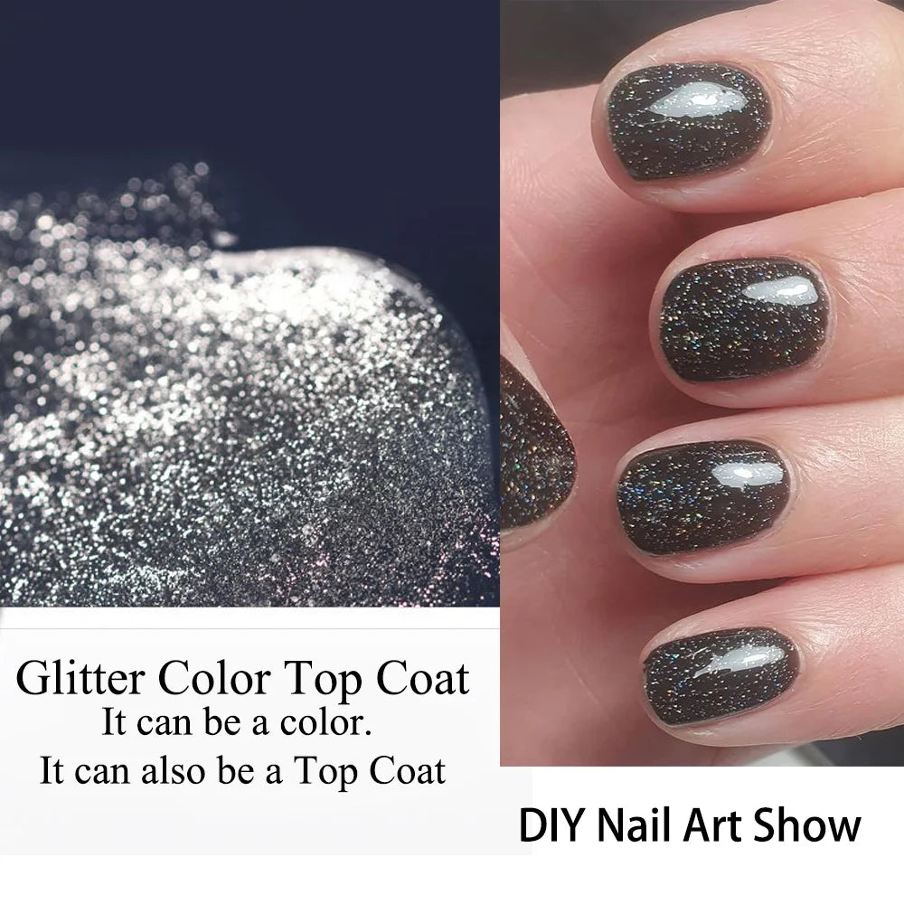 Tinovo Uno Glitter Top Coat UV Gel Nail Polish 2 IN 1 12ML Super Shine Laser Topcoat Manicure Vernis Semi Permanent Gel Finish