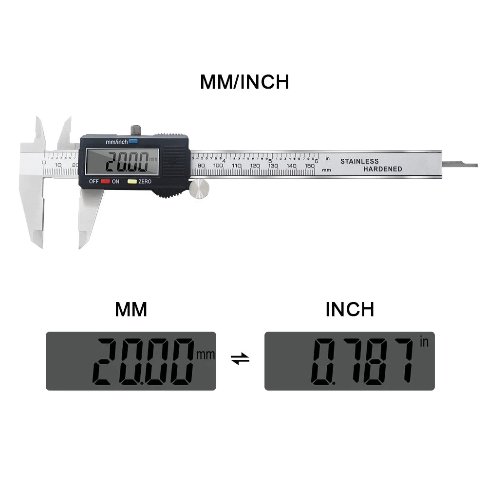 Digital Vernier Caliper 6 Inch 150mm Stainless Steel Electronic Metal Caliper Micrometer Depth Measuring Tools