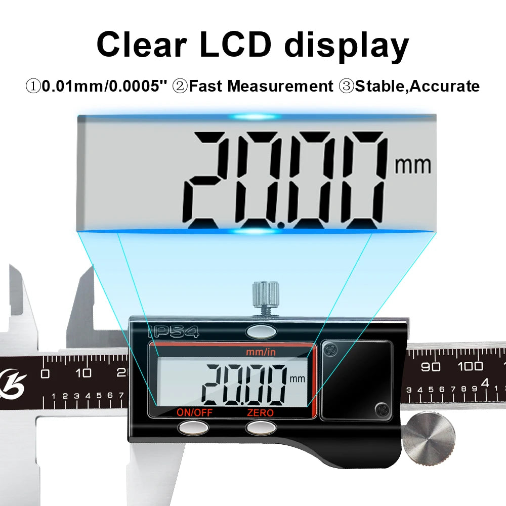 Digital Vernier Caliper 6 Inch 150mm Stainless Steel Electronic Metal Caliper Micrometer Depth Measuring Tools