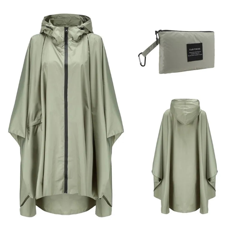Women Men Poncho Raincoat Waterproof Tent Cover Wear Outdoors Hiking Biker Rain Coat Jacket Zip Cloak Trench