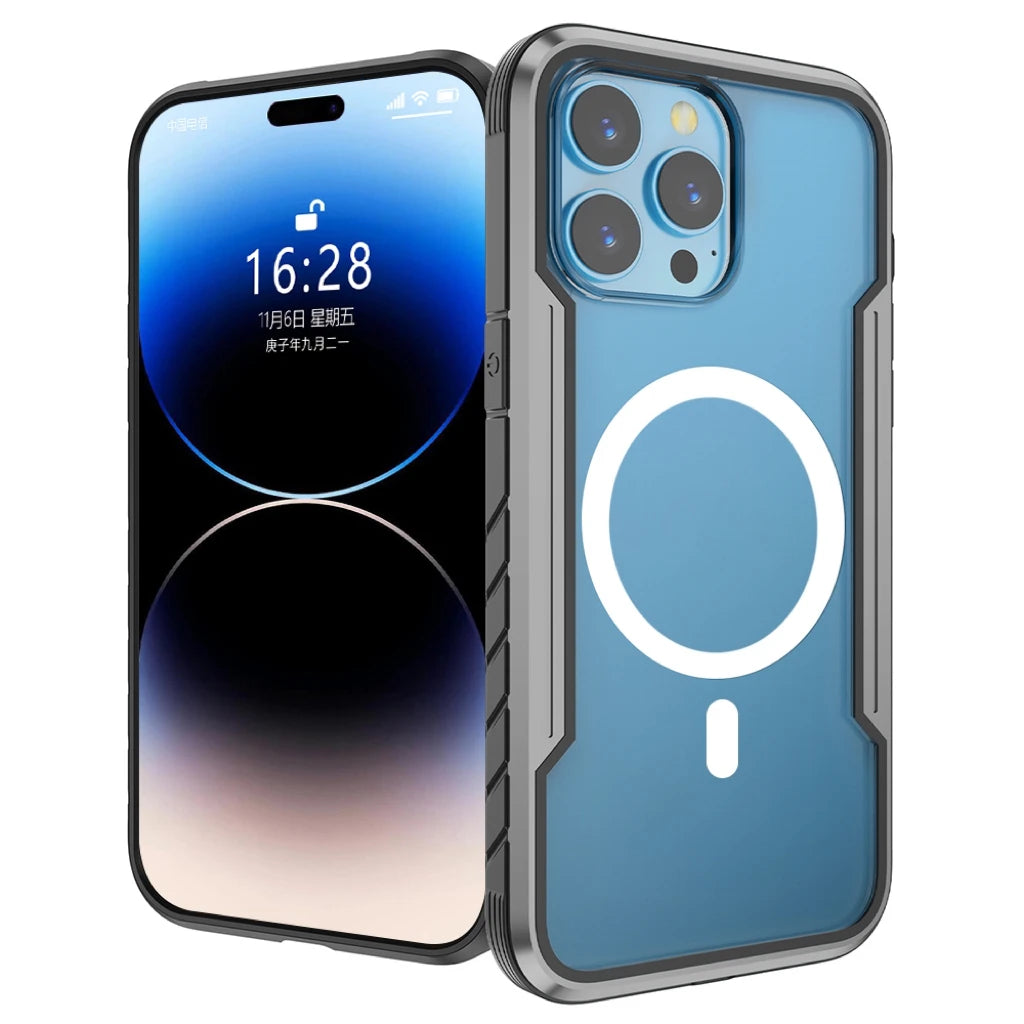 Magical Ash Black TPU Case for iPhone 16 14 Pro Max Magnetic Clear Shockproof Phone Cover PC Compatible Ai Phone Protection