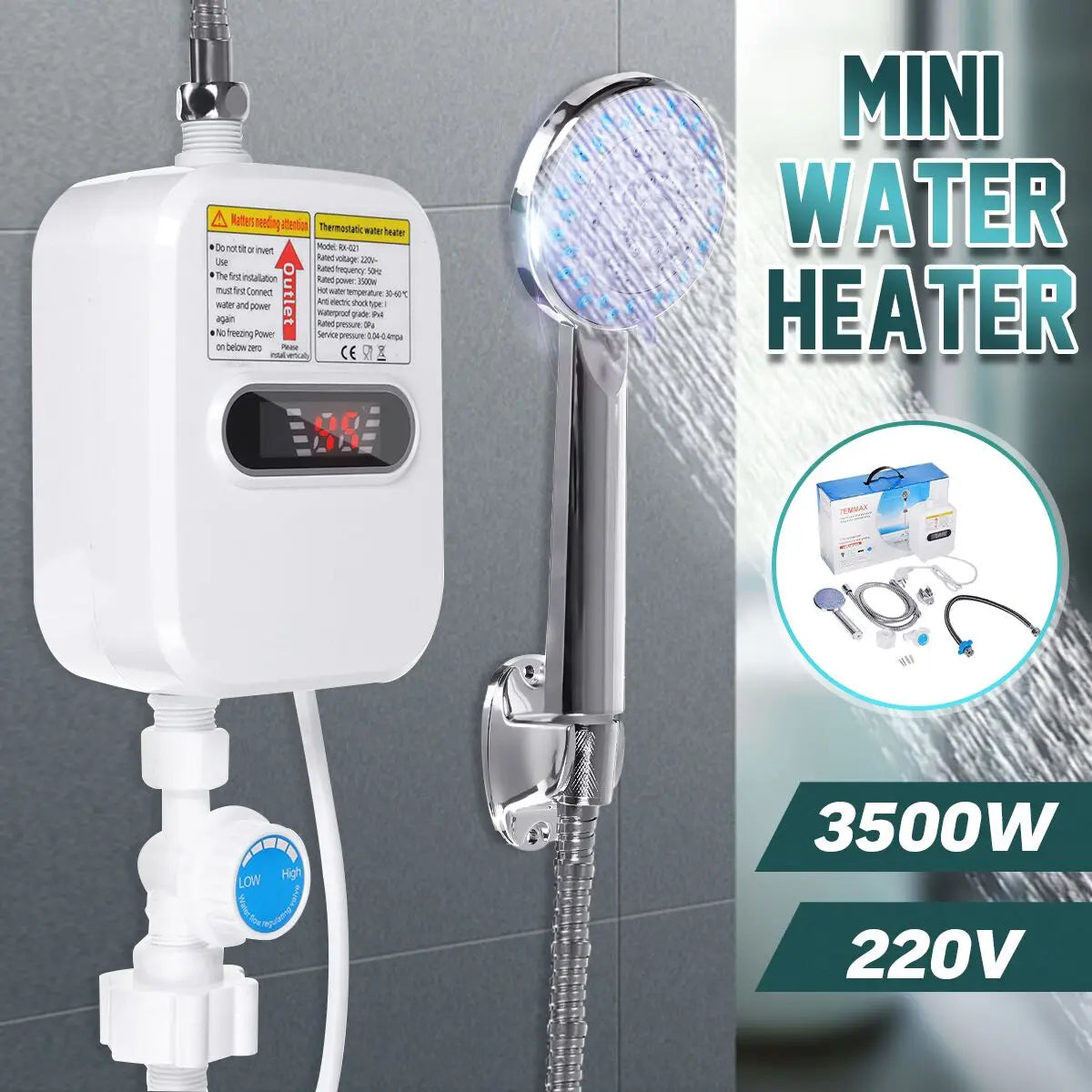 3500W home appliance Faucet Shower Instant Water-Heater Electric Tap Heating Instant Hot Water for Kitchen and Bathroom