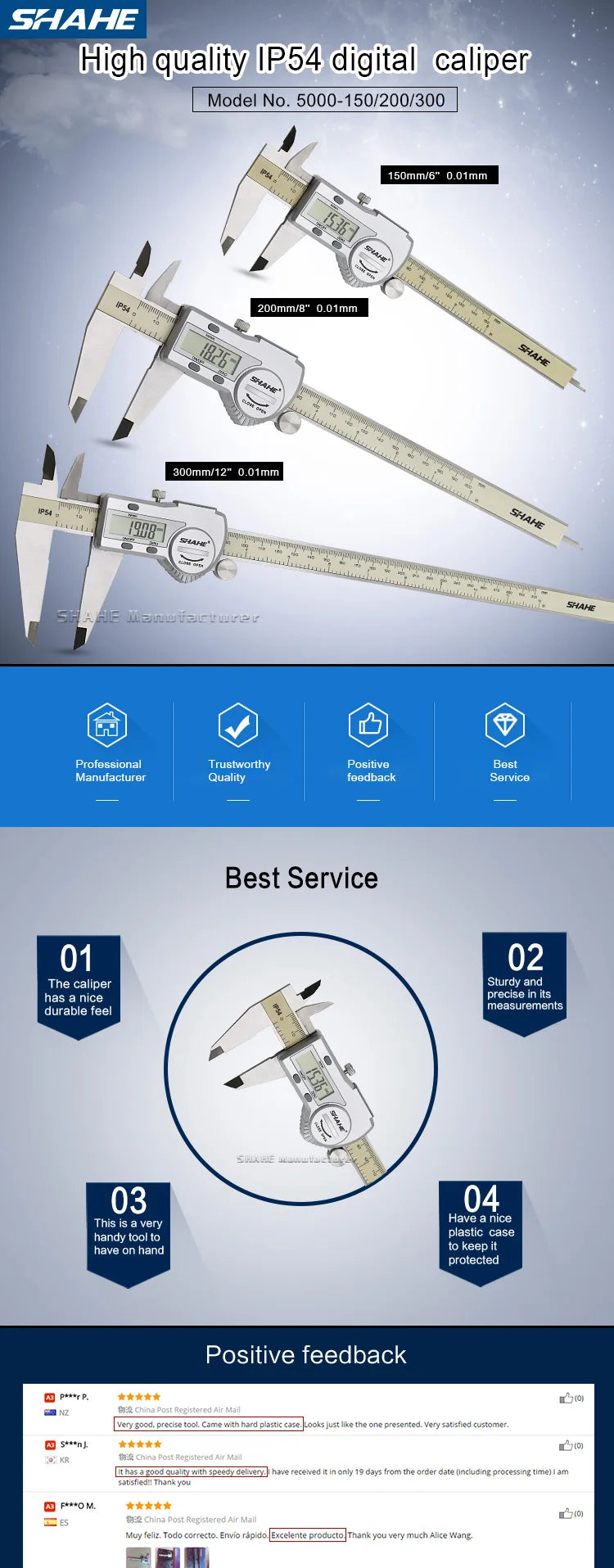 SHAHE Digital Caliper 0-150 mm/6" Stainless Steel Digital Caliper Vernier Caliper Gauge Micrometer Electronic