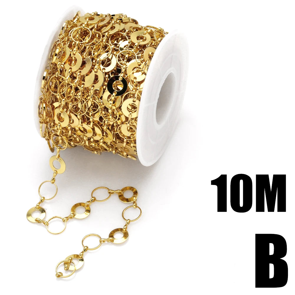 ASJEWELRY 10Meter/Roll Gold Plated Rolo Chains Brass Jewelry Handmade DIY Necklace Bracelet Chains Bulk Wholesale 2405 Cana227