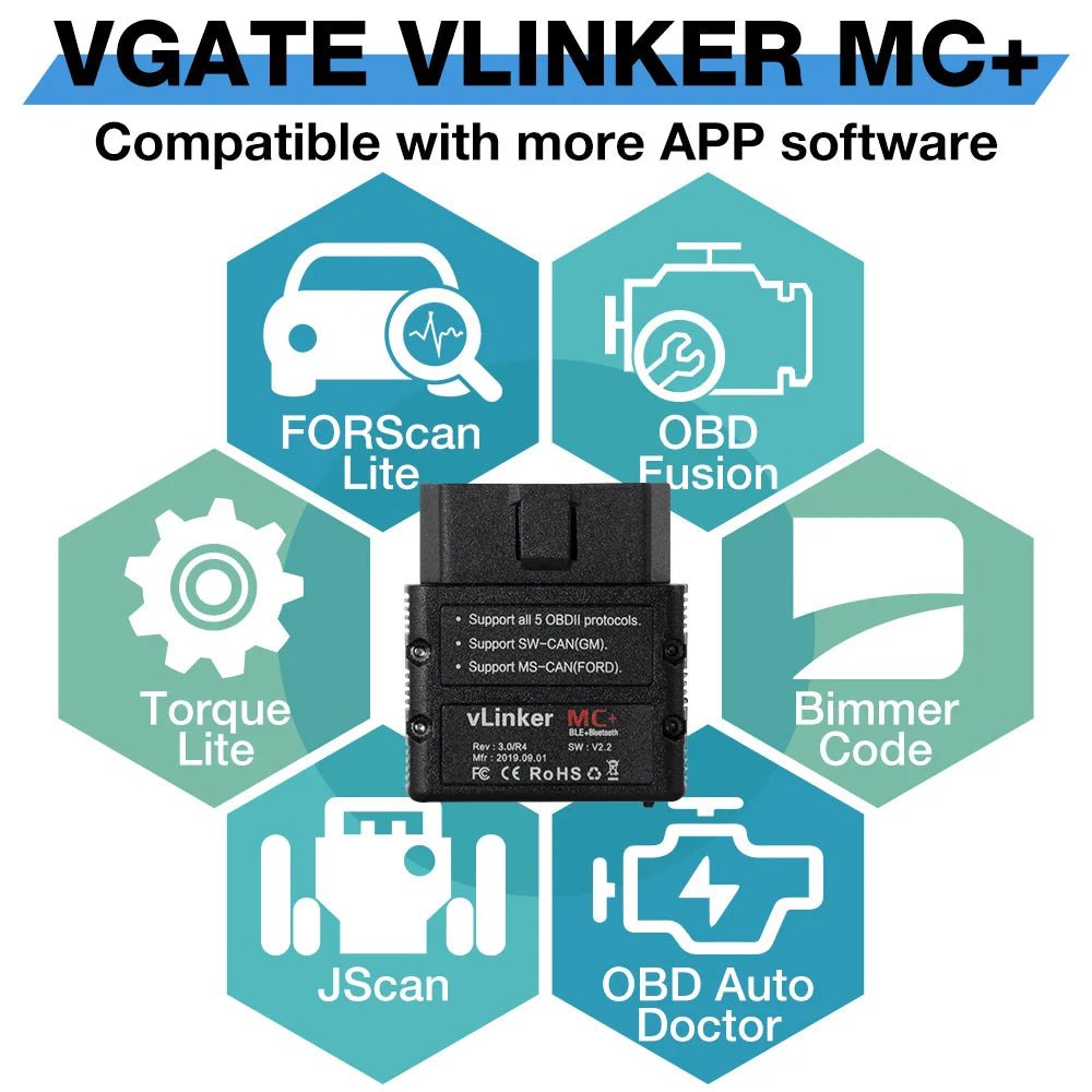 Vgate Vlinker MC V2.2 iCar Pro Bluetooth 4.0 WIFI OBD2 Scanner For Android IOS Auto Code Reader OBDII Tool PK V1.5 ELM327