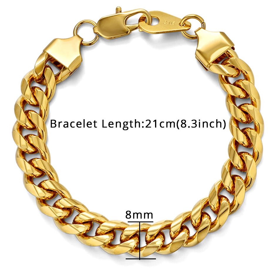Men's 316L Stainless Steel Male Bracelet Wholesale Gold Silver Color Braclet Chunky Cuban Chain Link Bracelet For Man Jewelry