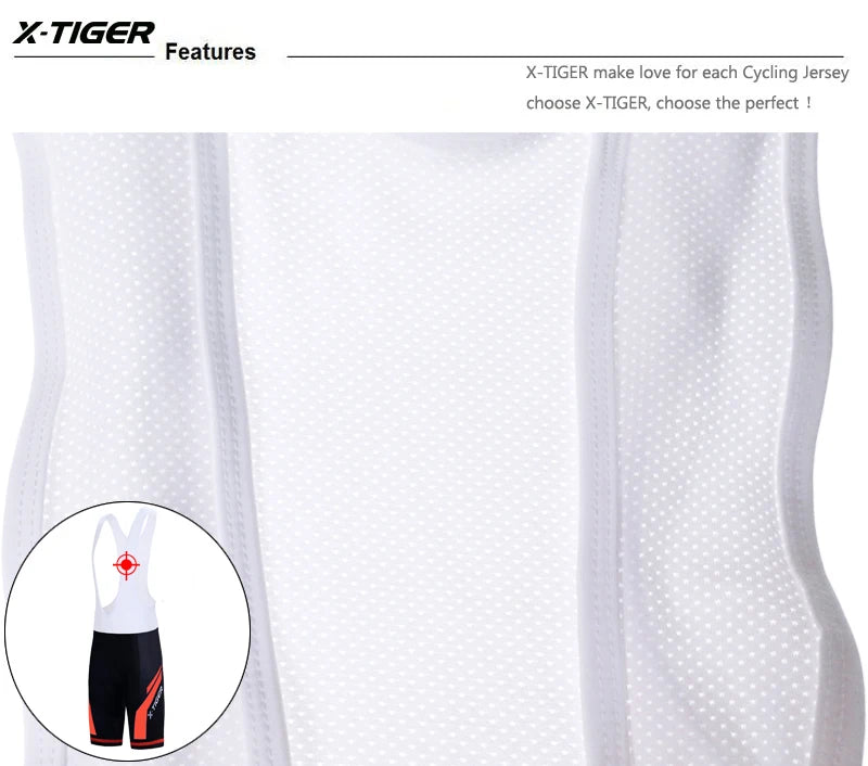 X-TIGER Cycling Bibs Shorts Summer Bike Breathable Men's 5D Gel Padded Bike Tights Triathlon Man Pro Licra Bicycle Shorts