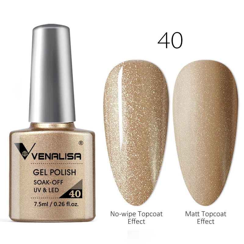 Venalisa Tempered No Wipe Top Coat Base Gel Top Coat Matte Top Nail Gel 7.5ML All Nails Base&Top Gel neon color nail polish gel
