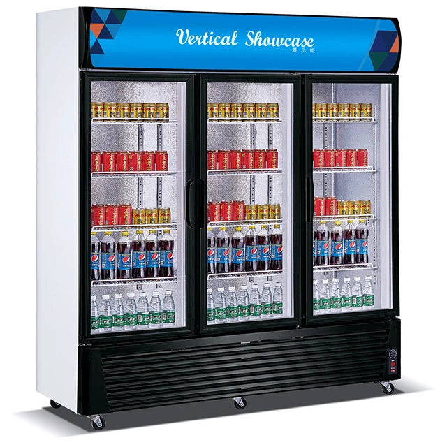 Commercial Supermarket Upright 3 Glass Door Cool Drink Display Fridge showcase Refrigerator Beverage Bear Cooler