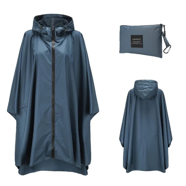 Women Men Poncho Raincoat Waterproof Tent Cover Wear Outdoors Hiking Biker Rain Coat Jacket Zip Cloak Trench