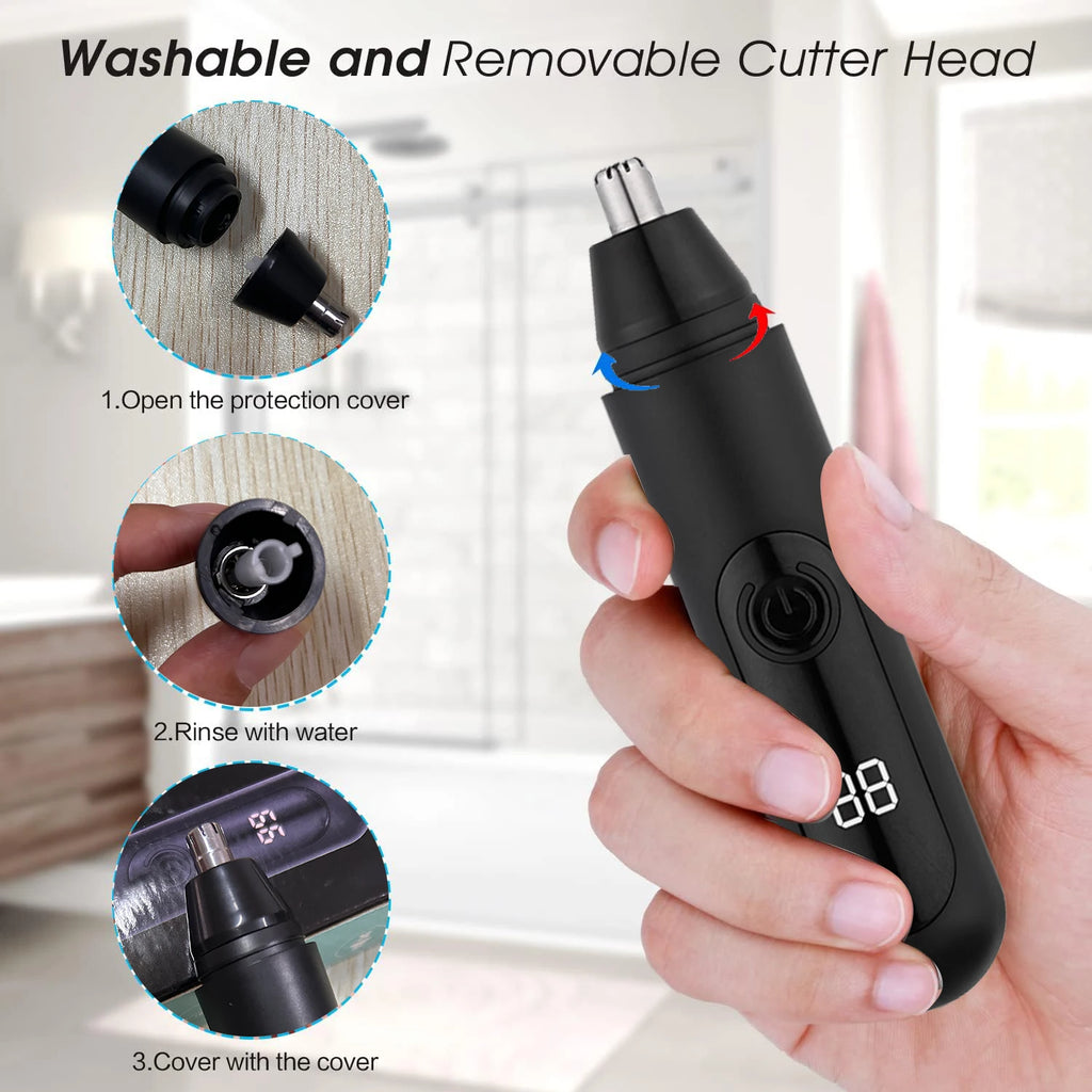 Professional Portable Rechargeable Eyebrow & Facial Hair Trimmer Painless Ear Nose Hair Trimmer for Men Women for Household Use