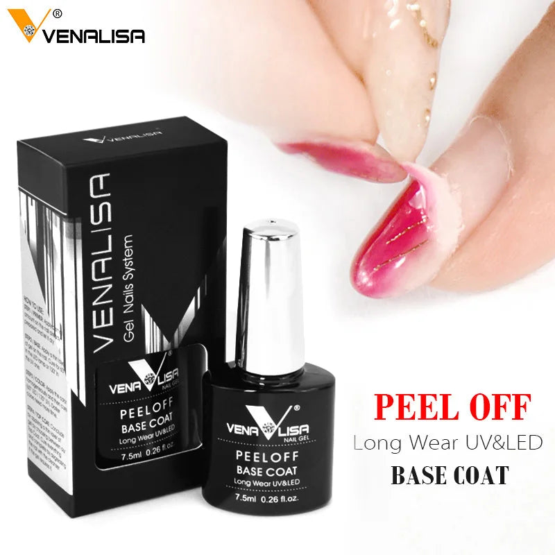 Venalisa Long Wear Top Coat Tempered Top Coat Peel Off Base Coat Color Nail Gel Polish Beautiful Semi Permanent Nail Gel Enamel