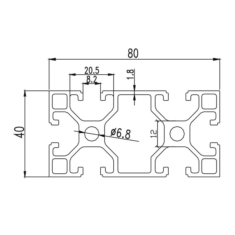 High Quality 4080GL Anodized T Slot Aluminum Extrusion Profile 6000 Series for Industrial Applications Cutting Bending Welding