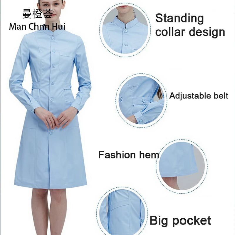 laboratory clothing lab coats beauty salonSlim Multicolour gown Overalls lab coat women scrubs uniform clinical uniform لابكوت