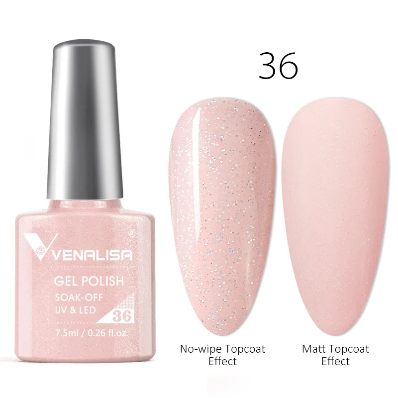 Venalisa Tempered No Wipe Top Coat Base Gel Top Coat Matte Top Nail Gel 7.5ML All Nails Base&Top Gel neon color nail polish gel