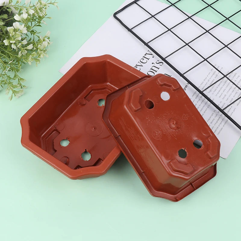 1pc Bonsai Pots Vintage Plastic Bonsai Plants Growing Pot Rectangular Classical Bonsai Pot Cactus Pot Flower Pot Gardening Pot