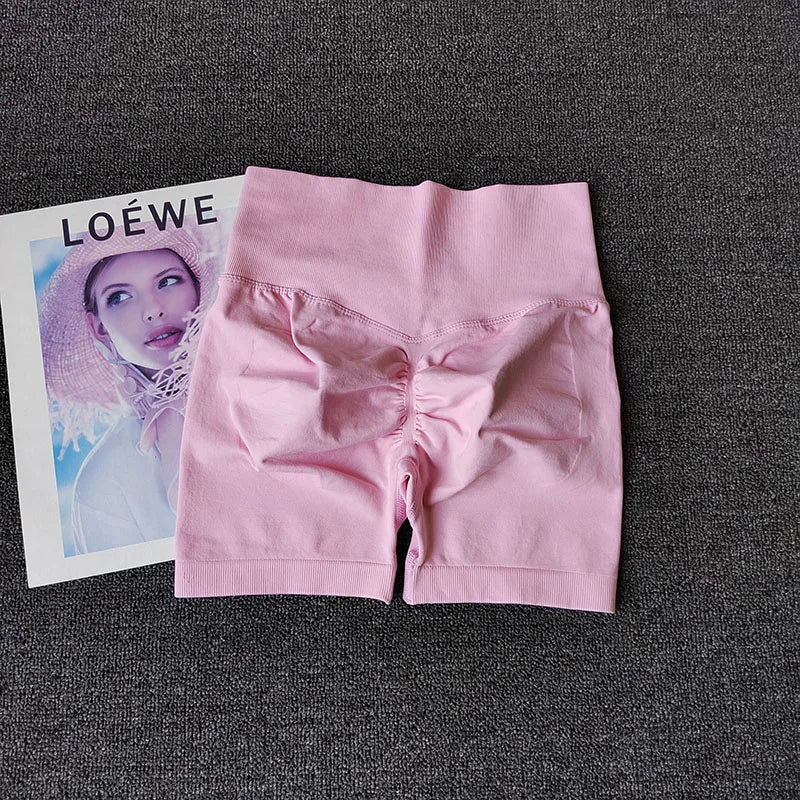 Yoga Shorts Peach Hot Girls Three-Cross Pants High Waist Knitted Pressure Running Sport Elastic Belly Lifting Butt Tight Pants