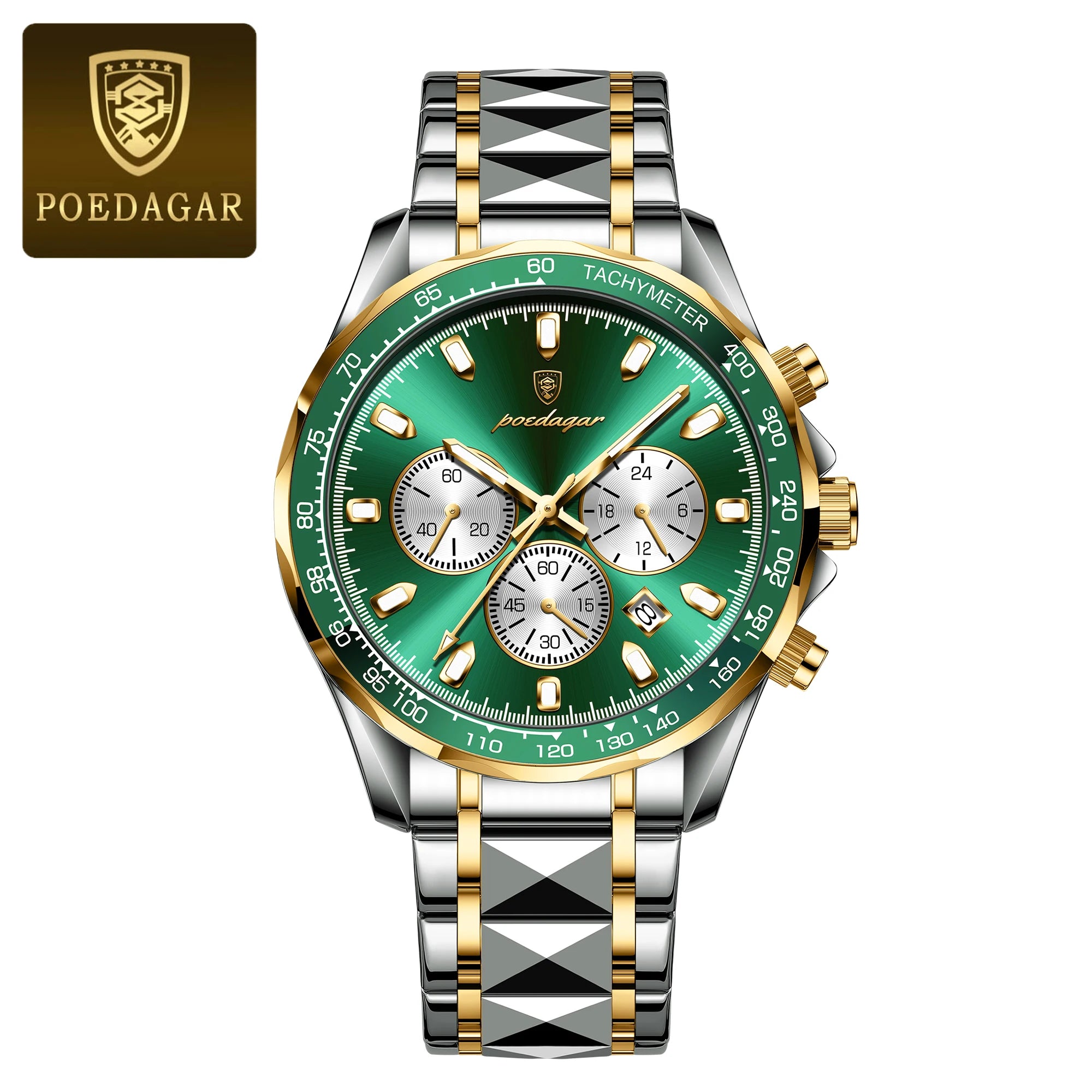POEDAGAR Luxury Men's Watches Waterproof Luminous Date Chronograph Watch For Man Stainless Steel Fashion Sports Quartz Men Watch