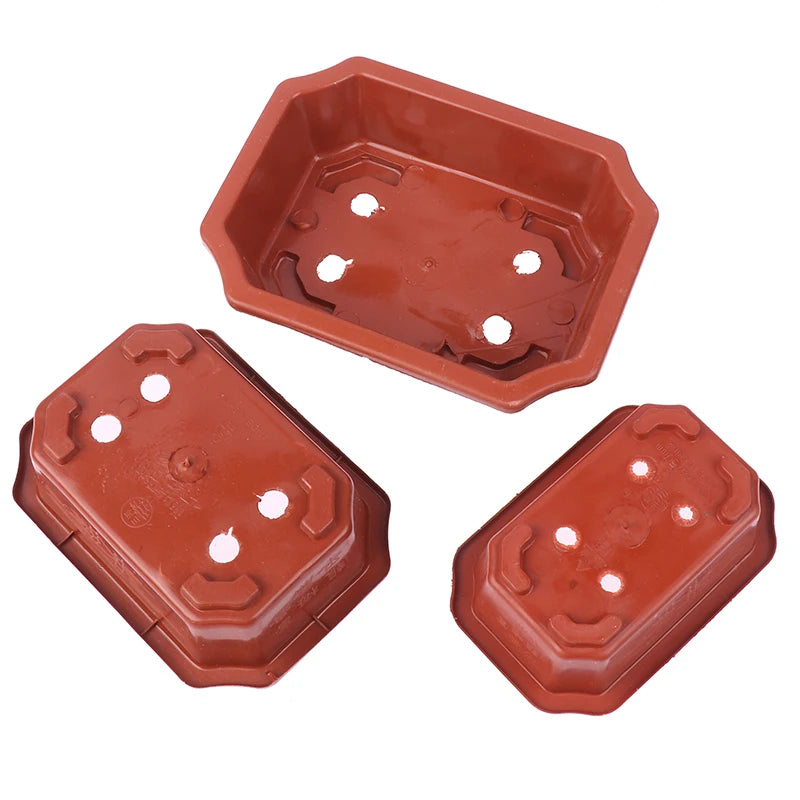 1pc Bonsai Pots Vintage Plastic Bonsai Plants Growing Pot Rectangular Classical Bonsai Pot Cactus Pot Flower Pot Gardening Pot