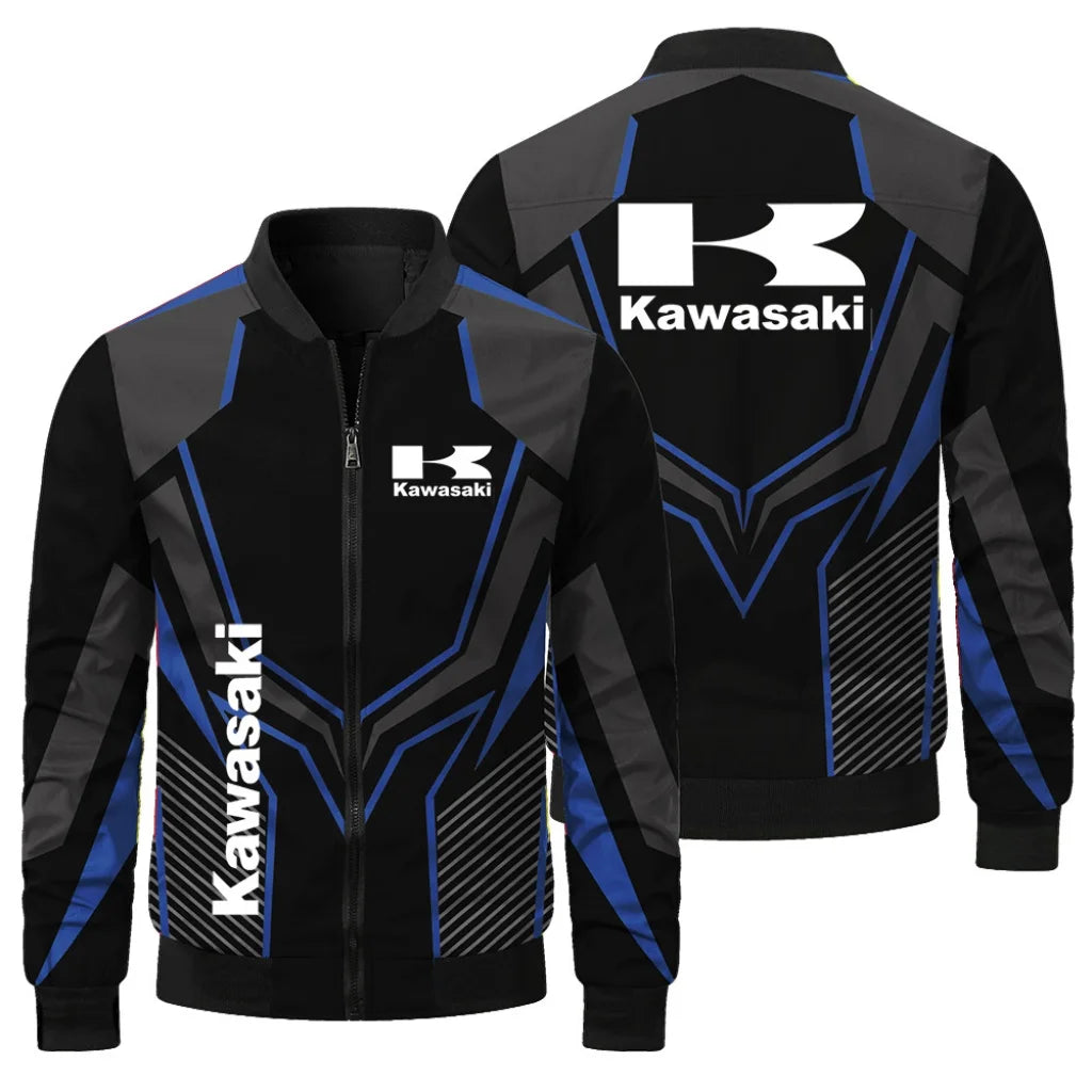 New Kawasaki Printed Men's Jacket Casual Motorcycle Jacket Fashion Outdoor Cycling Racing Jacket Sports Kawasaki Clothing
