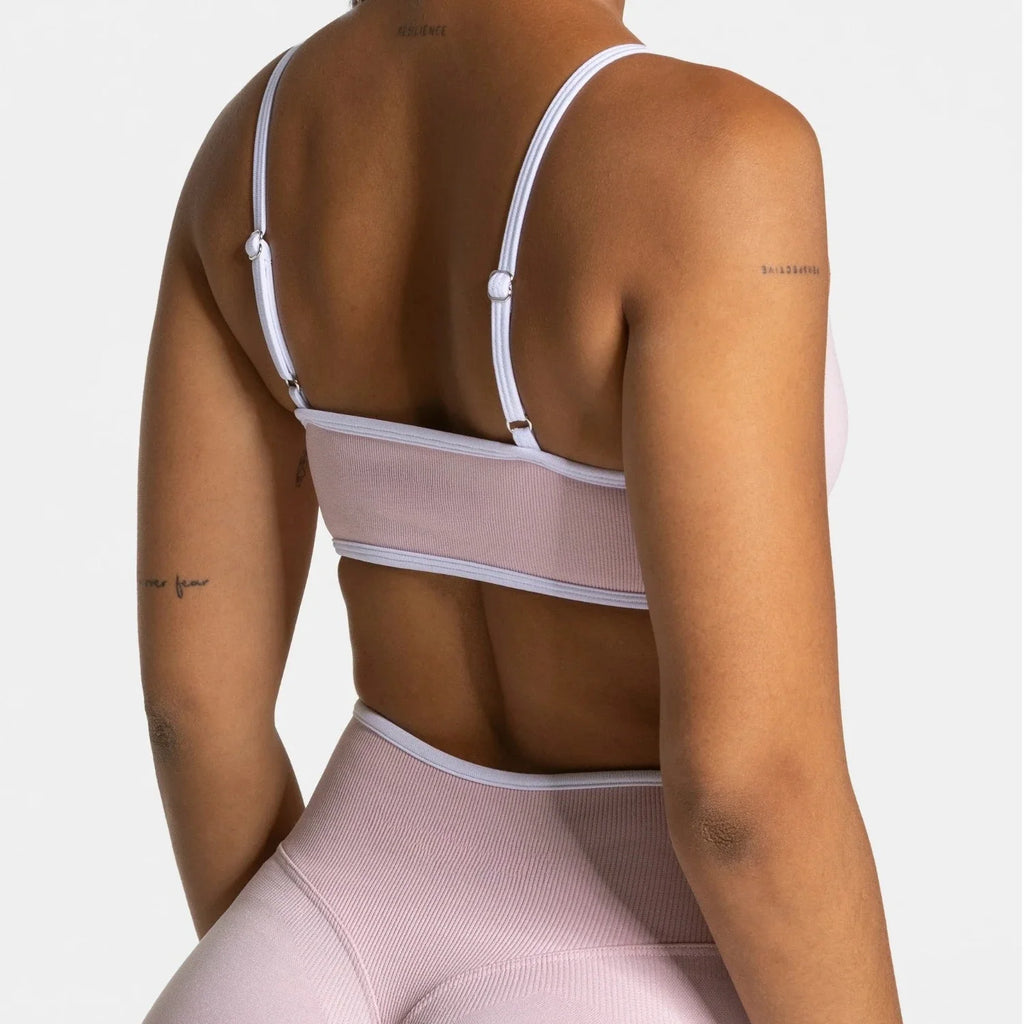 Summer Women's Solid Color Gym Sports Bra Sexy Backless Knitted Bra with Chest Cushion Suspender Bra Yoga Fitness Top