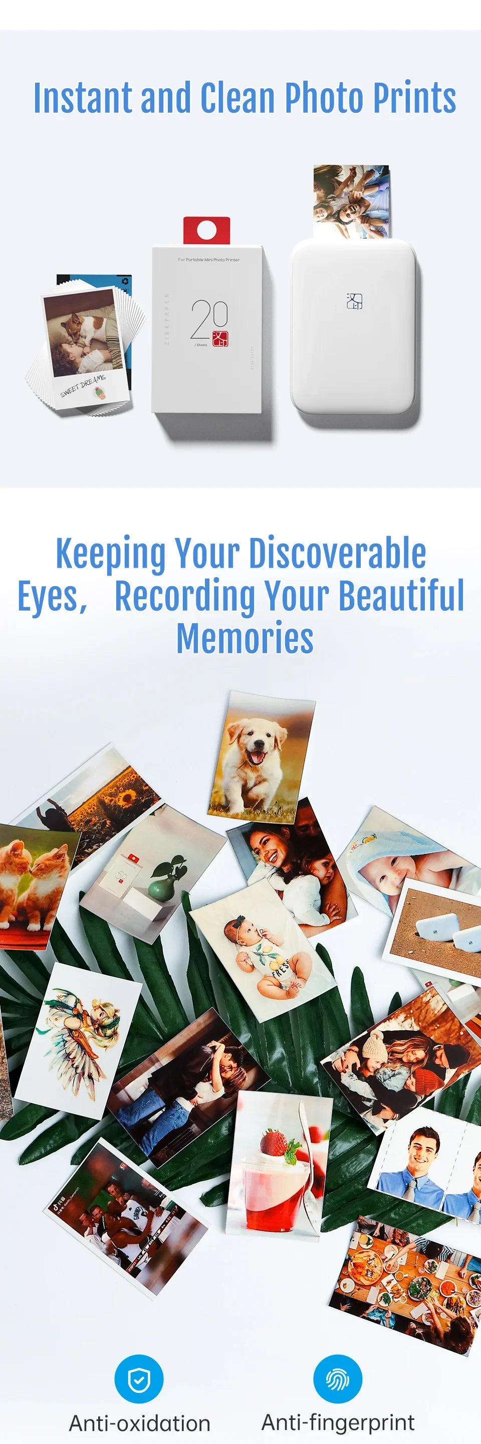 HPRT MT53 Printer Special Photo Paper, Photo Paper, Adhesive Backing Self-adhesive 20 Sheets /40 Sheets